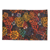 Exotische bladeren op denim, naadloze print. kussensloop (Achterkant)