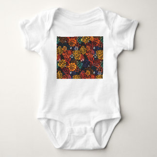 Exotische bladeren op denim, naadloze print. romper
