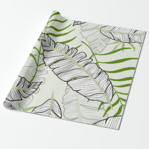 Exotische bladeren op een groene achtergrond. Trop Cadeaupapier