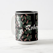 Exotische bladeren tweekleurige koffiemok (Voorkant links)