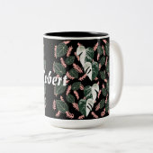 Exotische bladeren tweekleurige koffiemok (Voorkant rechts)