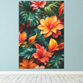 Exotische bloemen canvas afdruk (Insitu (Houten vloer))