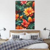 Exotische bloemen canvas afdruk (Insitu (Slaapkamer))
