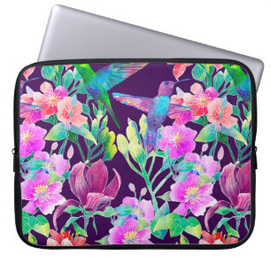 Exotische bloemen en vogels laptop sleeve