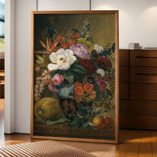 Exotische bloemen in een Griekse vaas Poster