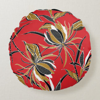 Exotische bloemen: Polka Dot Rond Kussen