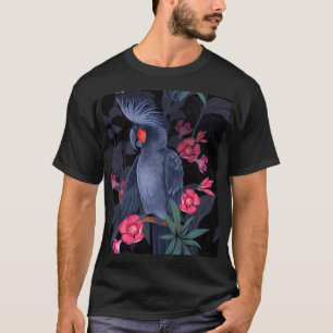 Exotische bloemenzwarte papegaai: tropische Natuur T-shirt
