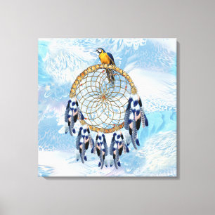 Exotische Blue Dream Catcher Decor Canvas Afdruk