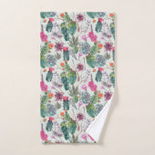 Exotische Boho Waterverf Cactus & Succulent Patroo Bad Handdoek (Handdoek)