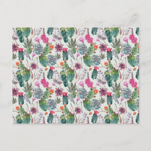 Exotische Boho Waterverf Cactus & Succulent Patroo Briefkaart (Voorkant)