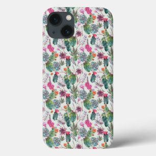 Exotische Boho Waterverf Cactus & Succulent Patroo iPhone 13 Hoesje