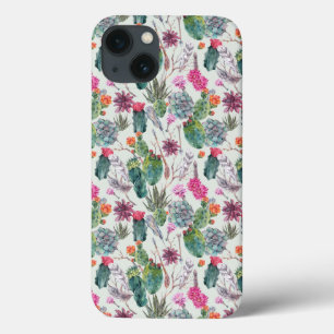 Exotische Boho Waterverf Cactus & Succulent Patroo iPhone 13 Hoesje