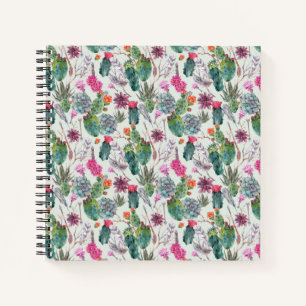 Exotische Boho Waterverf Cactus & Succulent Patroo Notitieboek