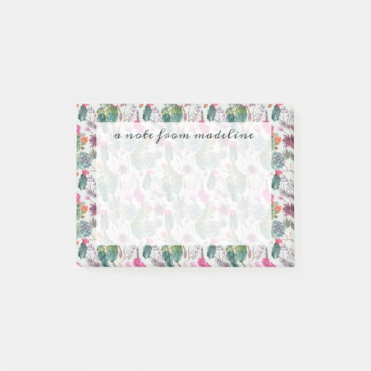 Exotische Boho Waterverf Cactus & Succulent Patroo Post-it® Notes (Voorkant)