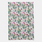 Exotische Boho Waterverf Cactus & Succulent Patroo Theedoek (Verticaal)