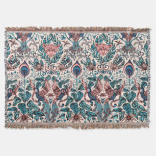 Exotische chinoserie geïnspireerde dierlijke weef deken