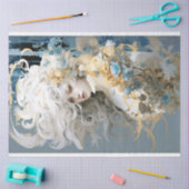 Exotische dame met vloeiend wit haar decoupage tissuepapier (Craft)