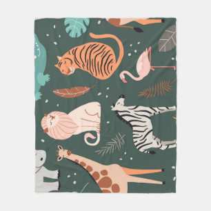 Exotische dieren: Donker tropisch Kind. Fleece Deken