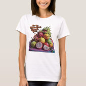 Exotische Dragon Fruit Adorning Houten Tafel T-shirt (Voorkant)
