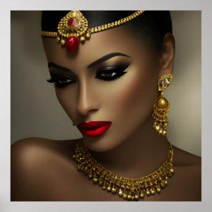 Exotische Egyptische juwelen mooie vrouwen goud ro Poster