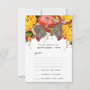 exotische en Romantische rode en gele Floral RSVP Kaartje