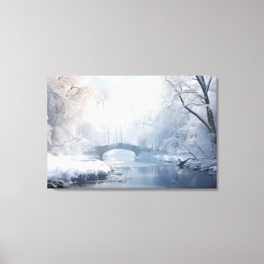 Exotische Fantasy Sneeuwlandschap: Brug in Donkerw Canvas Afdruk (Voorkant)