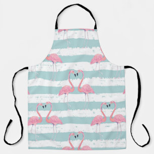 Exotische Flamingo Gestreept Achtergrondpatroon Schort