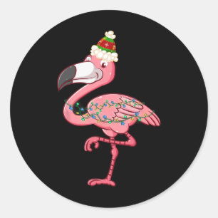 Exotische Flamingo Kerstverlichting Hawaiaanse Ker Ronde Sticker
