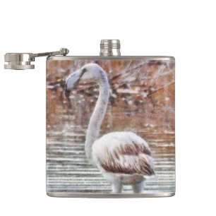 Exotische flamingo-Waterverf Heupfles