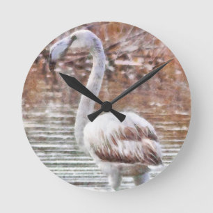 Exotische flamingo-Waterverf Ronde Klok