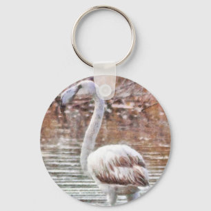 Exotische flamingo-Waterverf Sleutelhanger