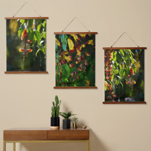 Exotische geel en rode Indische klok Botanisch Hangend Wandkleed