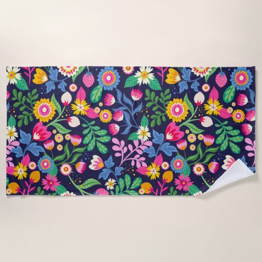 Exotische Hand Geschilderd Bloempatroon-48330 Strandlaken (Voorkant)