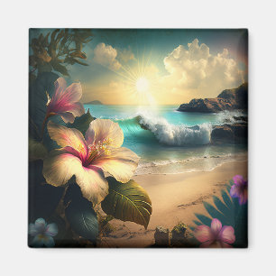 Exotische Hawaiian Flowers, Ocean and Beach Magnet Magneet