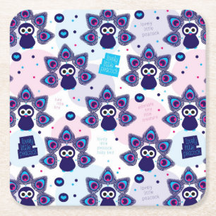 exotische india pauock patroon vierkante kartonnen onderzetter