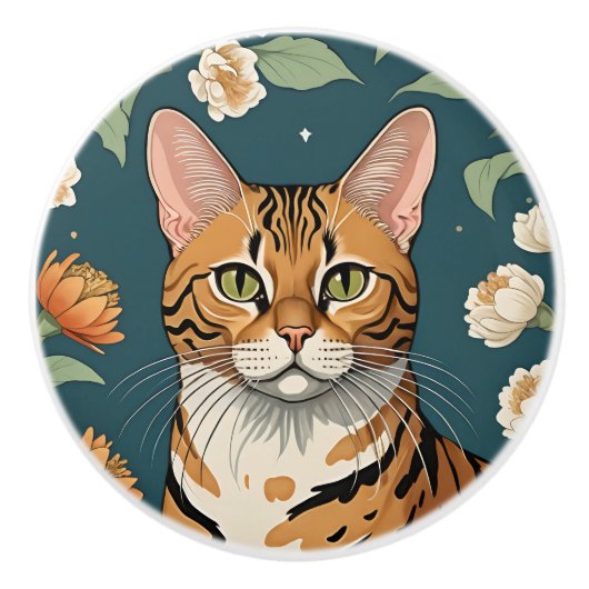 Exotische kat #8 Keramische trek Knop (Voorkant)