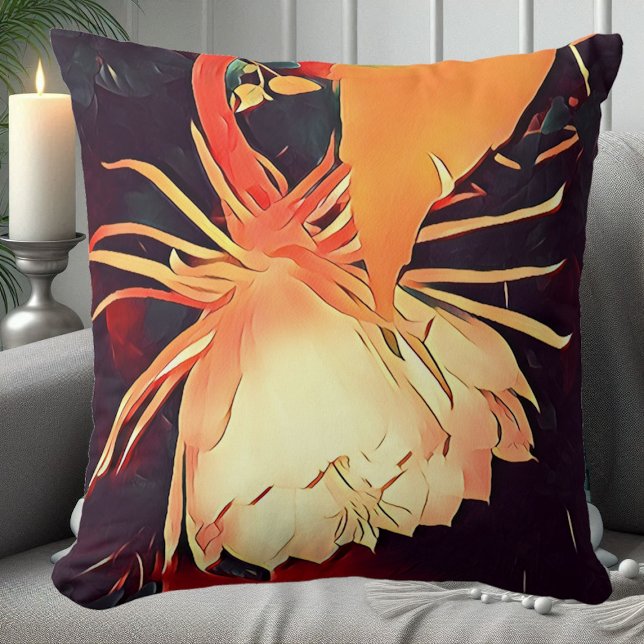 Exotische kleur Bramha Lotus Floral Kussen (Exotic Flower White Bramha Lotus Floral Spiritual Throw Pillow)