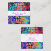 Exotische kleurige snakeskin-printer vierkante visitekaartje (Voorkant / Achterkant)