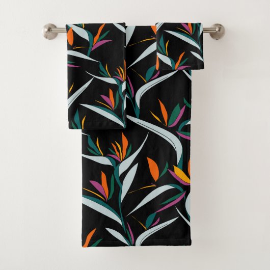 Exotische kleurige vogel van het paradijsblokpatro bad handdoek (Insitu)