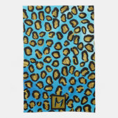 Exotische Leopard Print gepersonaliseerd Initiaal Theedoek (Verticaal)
