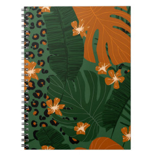Exotische Leopard Tropische bladeren patroon Notitieboek