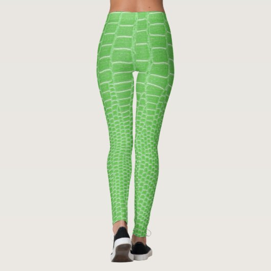 Exotische lime groene hagedis huid look leggings (Achterkant)