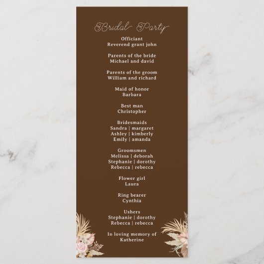 Exotische moderne Boho tropische bruiloft Programma (Achterkant)