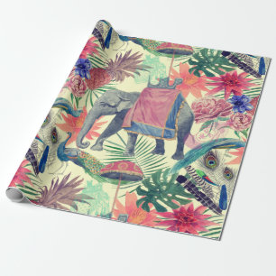 Exotische olifant Peacock Cadeaupapier