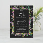 Exotische Paarse Roze Gele Wildflower 40e Verjaard Kaart (Staand voorkant)