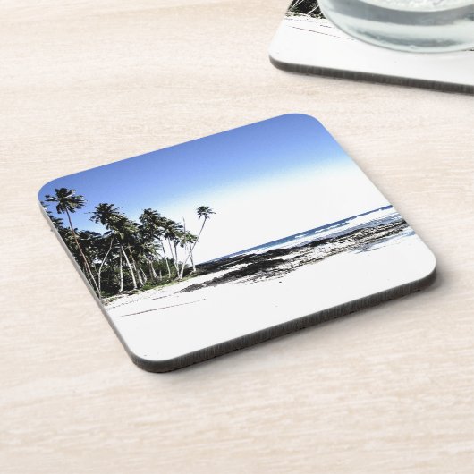 Exotische palmbomen en strand van Paradise Bier Onderzetter (Linkerzijde)