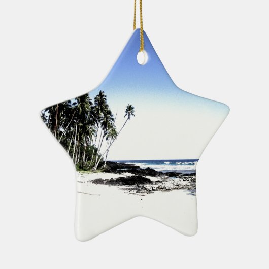 Exotische palmbomen en strand van Paradise Keramisch Ornament (Rechts)