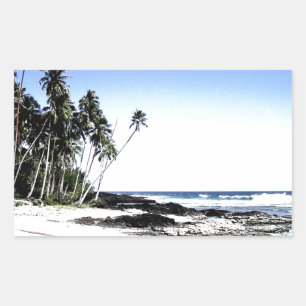Exotische palmbomen en strand van Paradise Rechthoekige Sticker