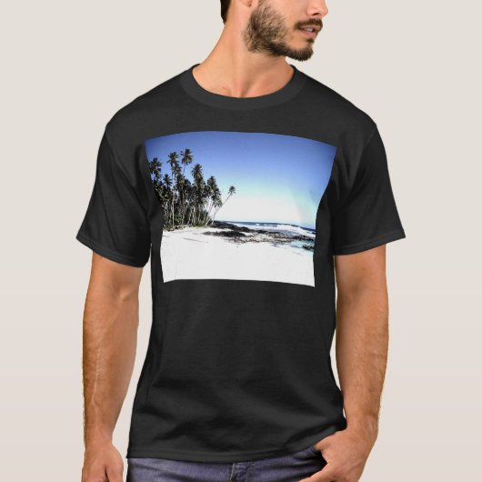 Exotische palmbomen en strand van Paradise T-shirt (Voorkant)