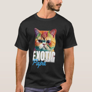 Exotische papa kleurrijke schattige kat eigenaar j t-shirt